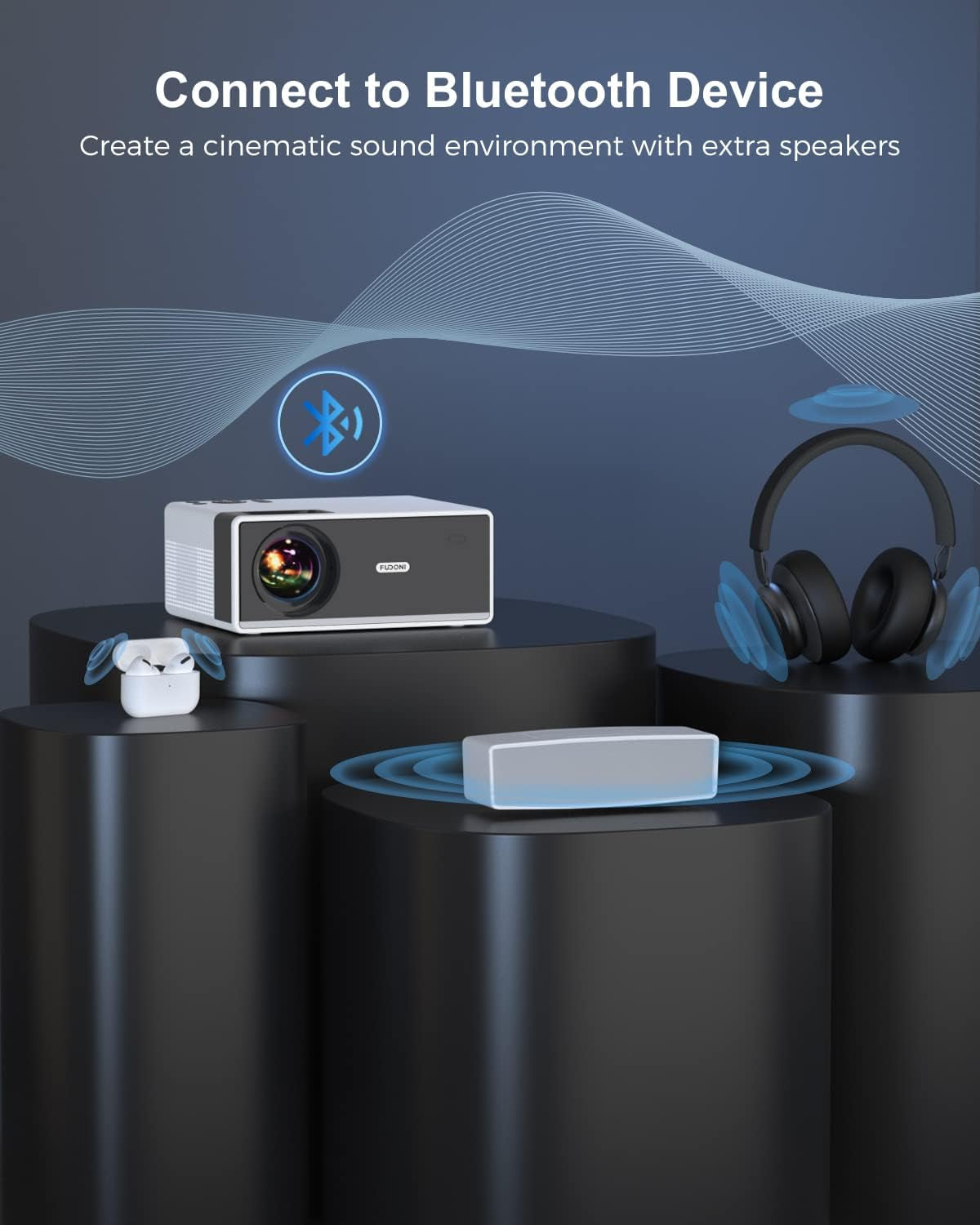 4K Portable Projector with WiFi and Bluetooth - 15000 Lumens HD 1080P, Max 300" Display, Ideal for Outdoor Movie Theaters, Compatible with HDMI, USB, Smartphones, Laptops, and TV Sticks