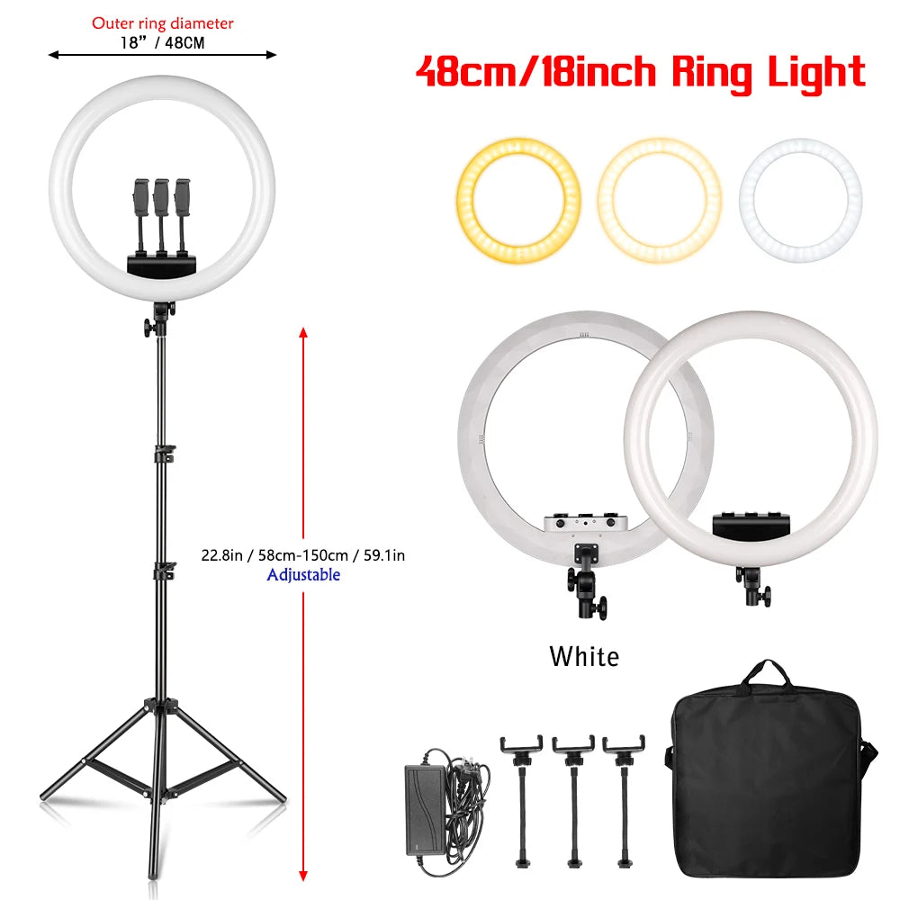 18 Inch Led Ring Light Large Selfie Ring Light Remote Control Photography for Youtube Makeup Video Light for Phone
