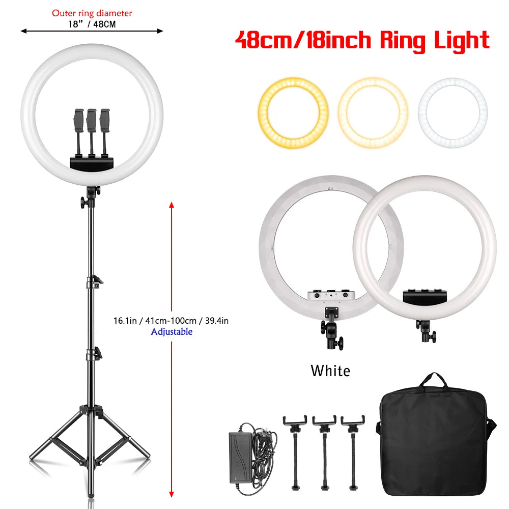 18 Inch Led Ring Light Large Selfie Ring Light Remote Control Photography for Youtube Makeup Video Light for Phone