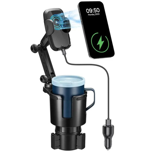 3-In-1 Car Wireless Charger Cup Holder, Upgrade 15W Charging, Car Cup Holder Phone Mount with Adjustable Base & 360° Rotation Compatible for All Smartphones(With Car Adapter) Toyotamr2Cupholder Carphoneholder Accessories Cellphone