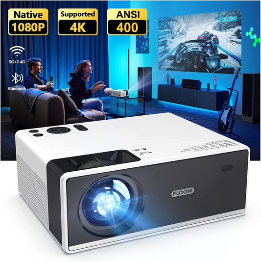 4K Portable Projector with WiFi and Bluetooth - 15000 Lumens HD 1080P, Max 300" Display, Ideal for Outdoor Movie Theaters, Compatible with HDMI, USB, Smartphones, Laptops, and TV Sticks